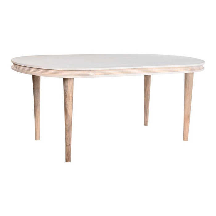 Mesa de Comedor Blanco Dorado Latón Madera de mango 180 x 90 x 76 cm