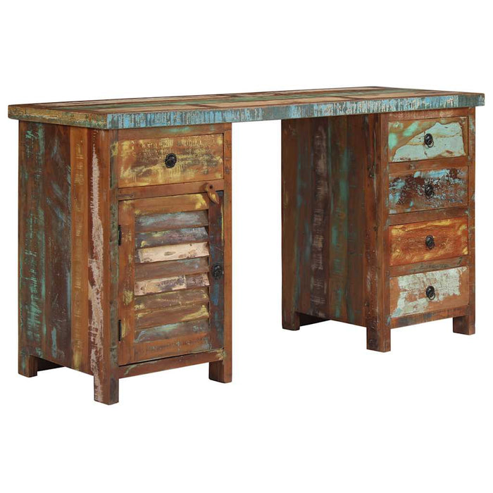 vidaXL Escritorio con pedestal madera maciza reciclada 140x50x77 cm