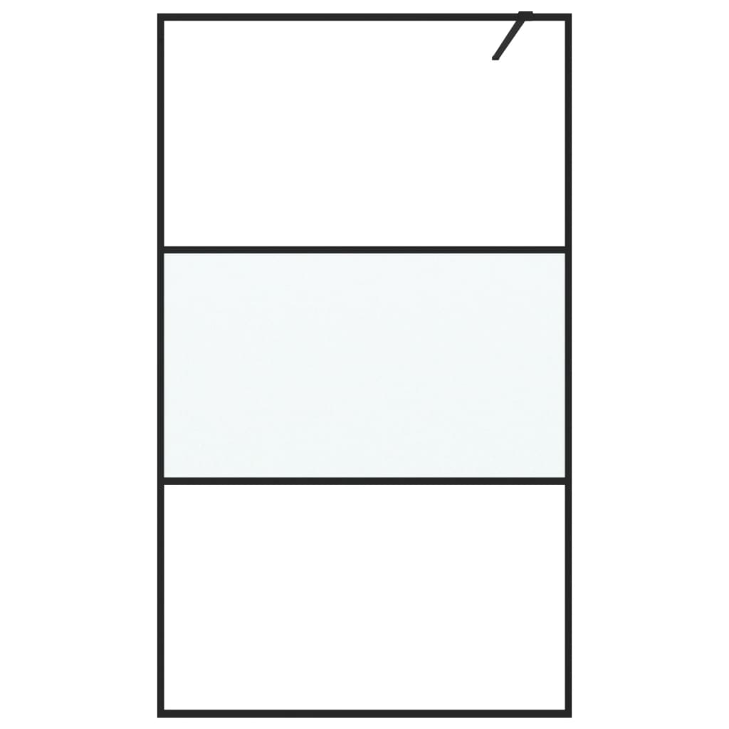 vidaXL Mampara de ducha vidrio ESG semiesmerilado negro 115x195 cm (3)