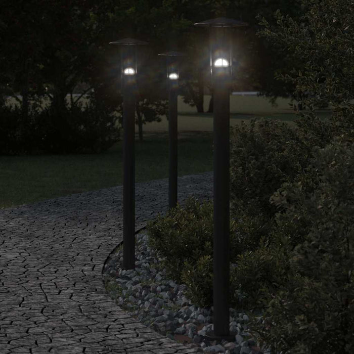 vidaXL Lámpara de suelo de exterior acero inoxidable negro 100 cm