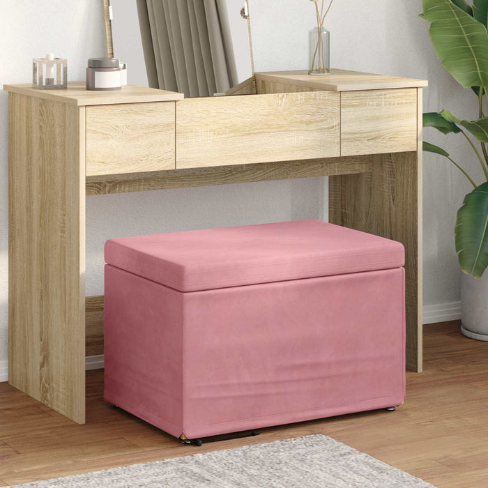 vidaXL Taburete Rosa 61 x 41 x 40 cm Terciopelo y Madera Fabricada