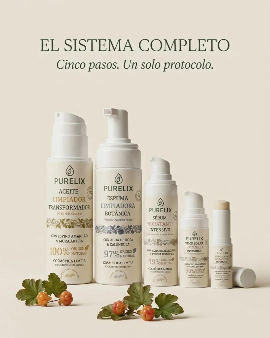 The Signature Protocol Sistema de Regeneración Integral - La sinergia definitiva para una piel transformada. Cinco pasos, aproximadamente dos meses de tratamiento.