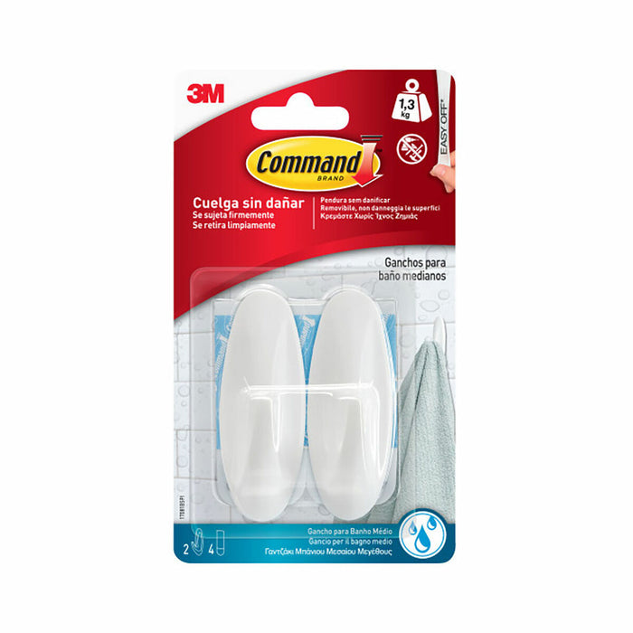 Gancho para colgar 3M 1,3 kg Blanco Metal Plástico (2 Unidades)