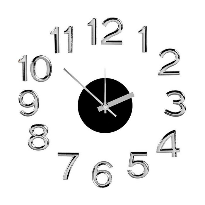 Reloj de Pared Blanco Plateado ABS EVA Ø 35 cm Pegatina (6 Unidades)