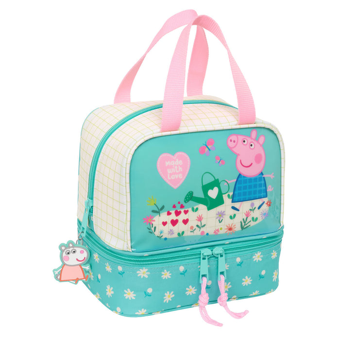 Portameriendas Peppa Pig Pretty flowers Amarillo Menta 20 x 15 cm