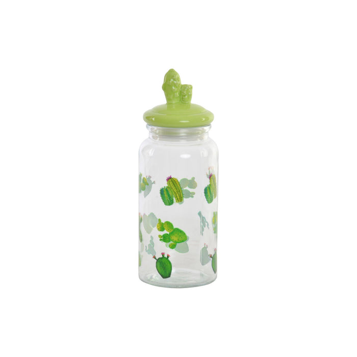 Bote Cerámica Cristal Cactus PE Boho (1400 ml) (10,5 x 28 cm)
