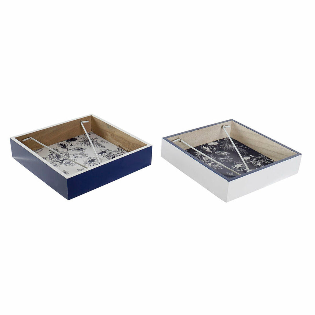 Servilletero Metal Blanco Azul marino Madera MDF (2 pcs)
