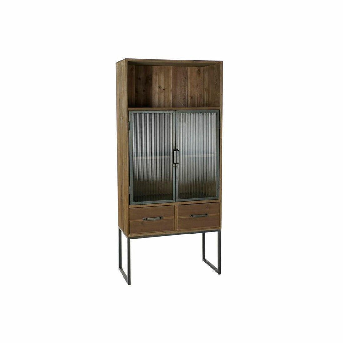 Armario Negro Madera Metal Cristal (70 x 34.5 x 160 cm)