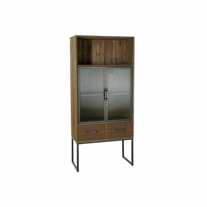 Armario Negro Madera Metal Cristal (70 x 34.5 x 160 cm)