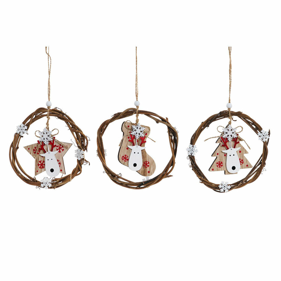 Adorno Navideño Madera (3 pcs) (14 x 1 x 18 cm) Blanco