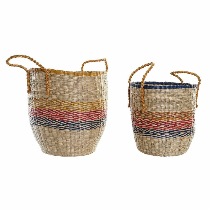 Juego de Cestas Naranja Verde Hierba marina (35 x 22 x 46 cm) (2 pcs) Amarillo