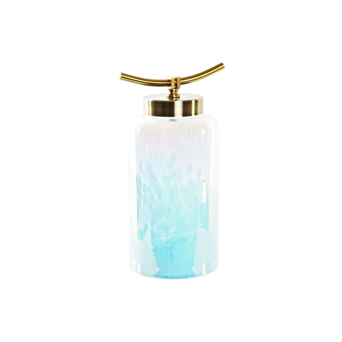 Jarrón Azul Dorado Metal Cristal Mediterráneo 19 x 15 x 33 cm