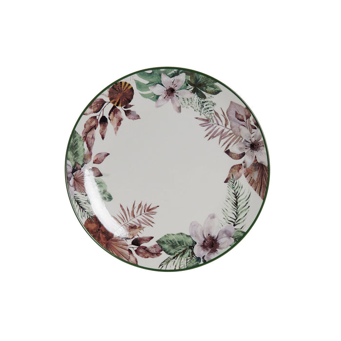 Plato Llano Flores Porcelana (27 x 27 x 2 cm) Blanco