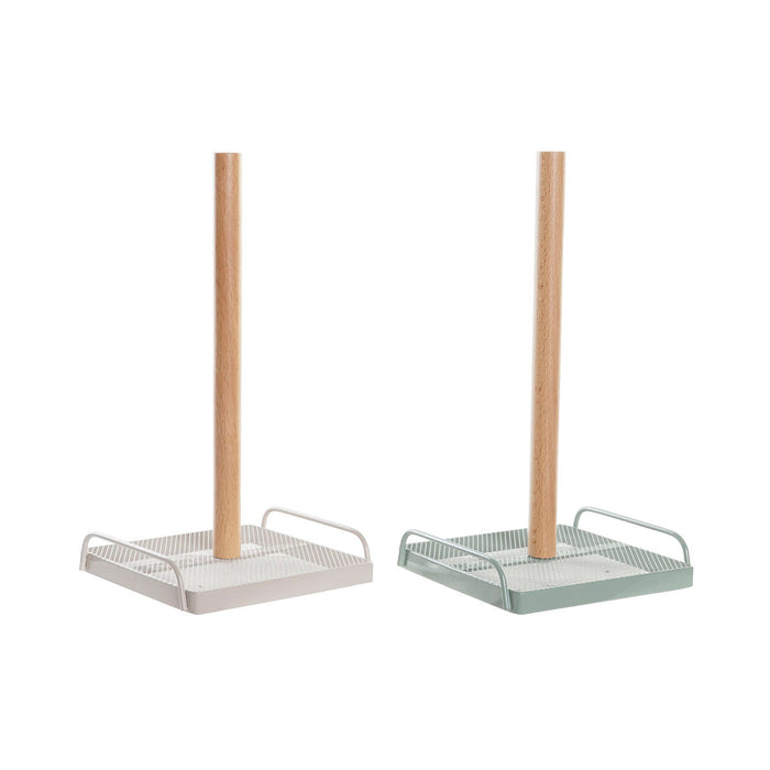 Portarrollo de Papel de Cocina Beige Metal Menta Pino (16 x 15 x 29,5 cm) (2 Unidades)
