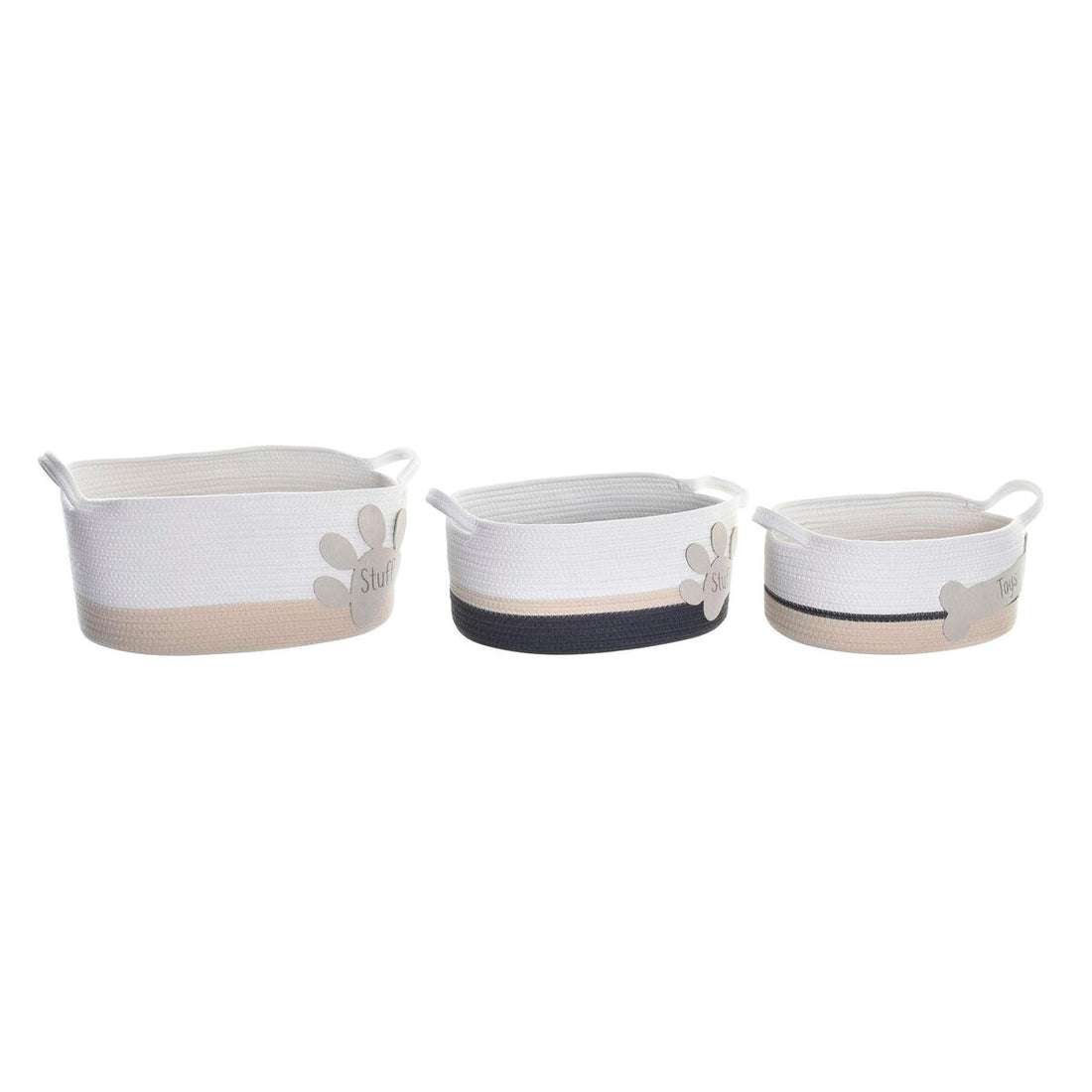 Juego de Cestas Blanco Gris Crema 60 x 31 x 25 cm 3 Piezas