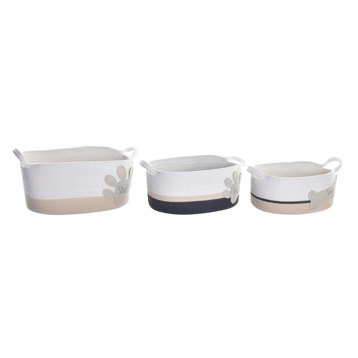 Juego de Cestas Blanco Gris Crema 60 x 31 x 25 cm 3 Piezas