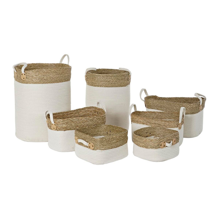 Juego de Cestas Blanco Marrón Fibra natural 41 x 52,5 cm