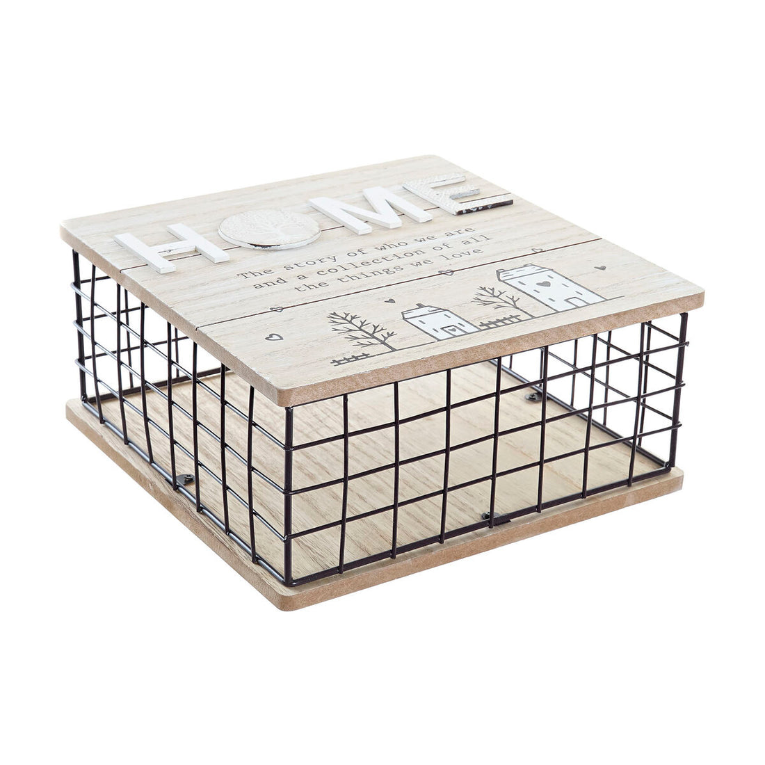 Caja Decorativa Negro Natural Metal Madera MDF