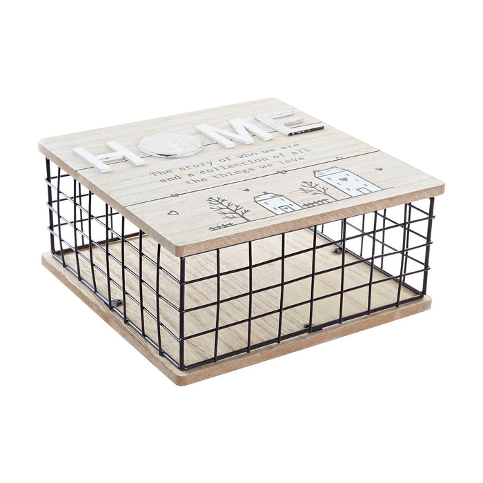 Caja Decorativa Negro Natural Metal Madera MDF