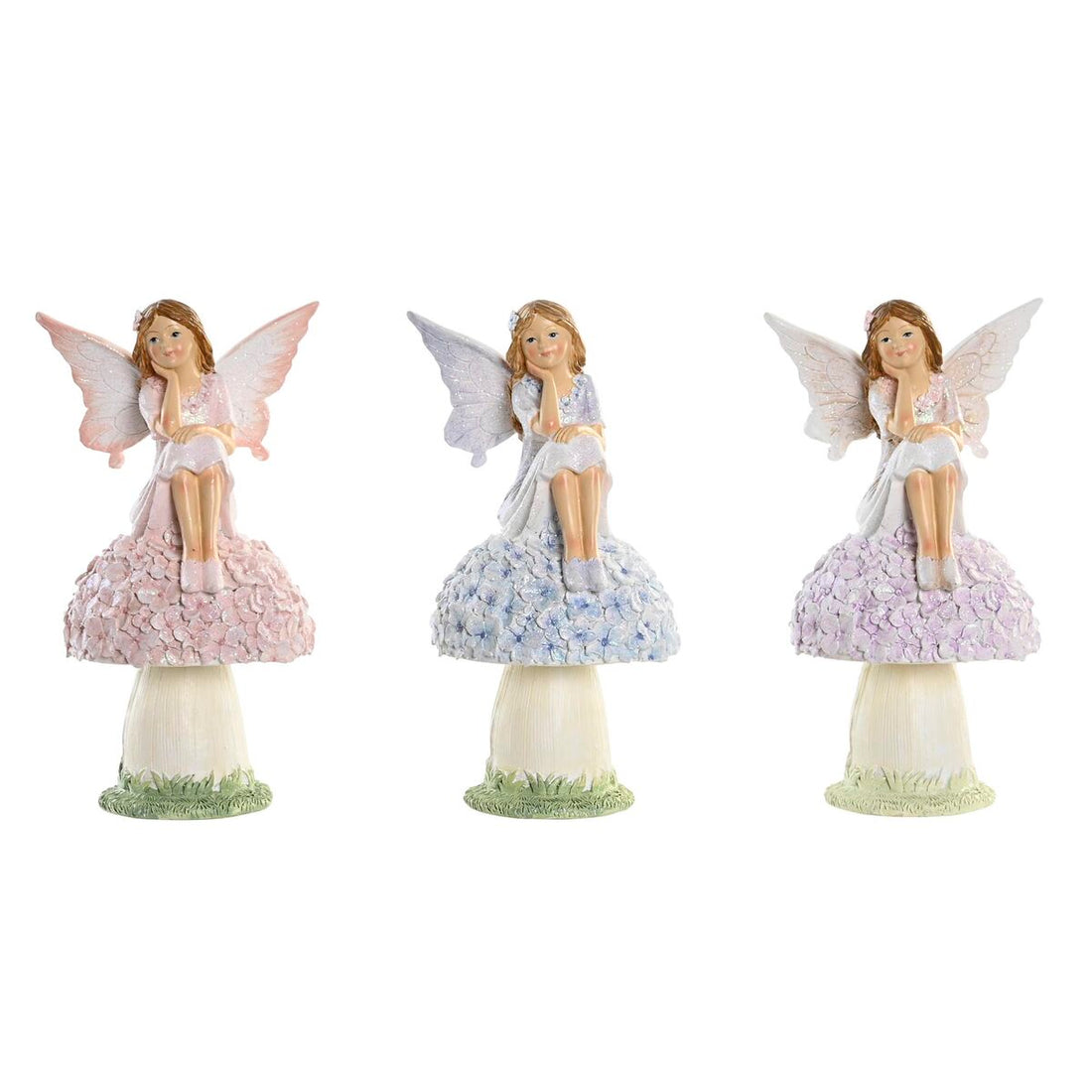 Figura Decorativa Azul Rosa Lila Hada 9,5 x 8 x 17 cm (3 Piezas) Resina