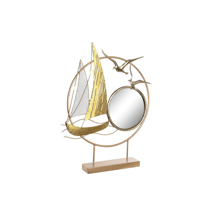 Figura Decorativa Espejo Dorado Metal Mediterráneo (53 x 9 x 67 cm)