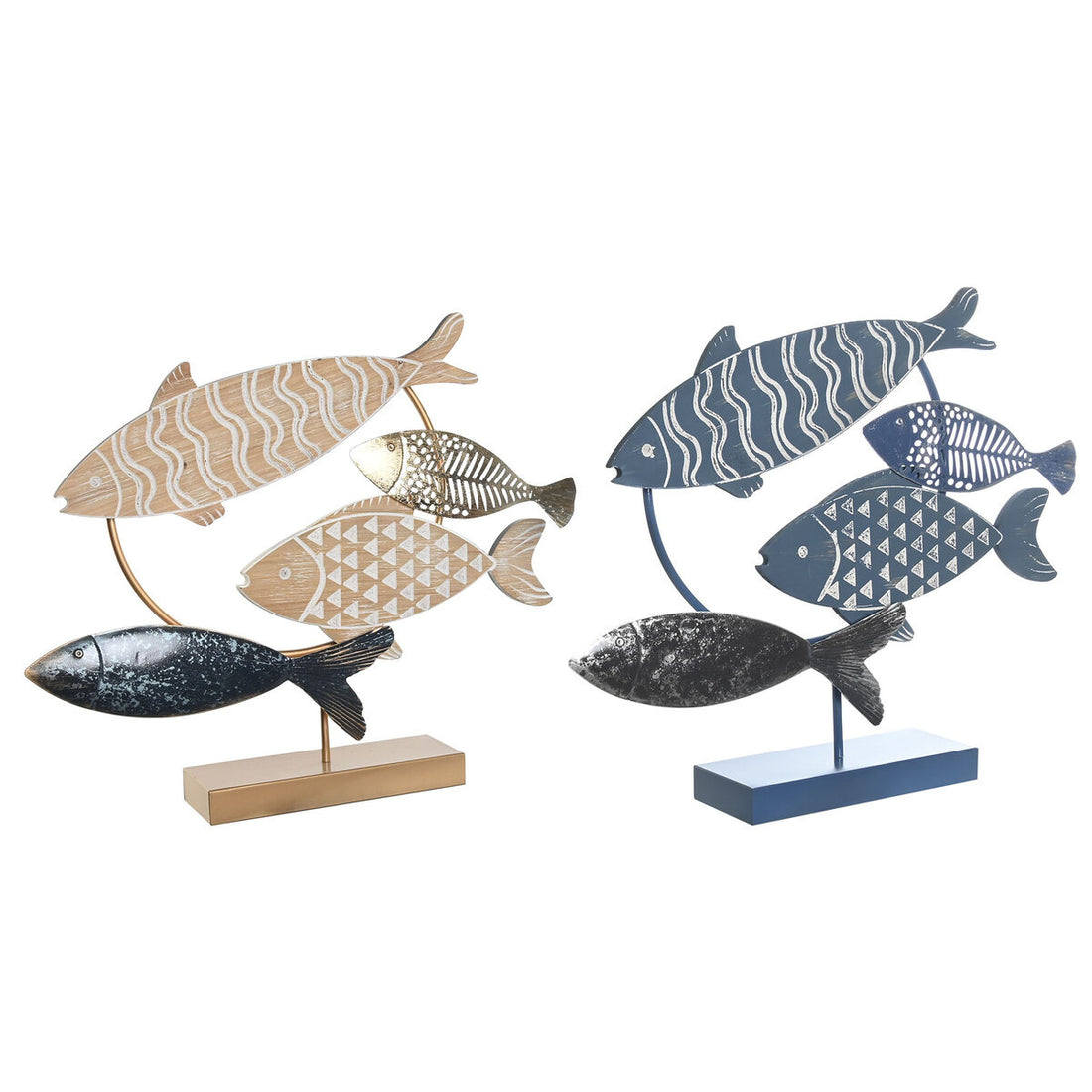 Figura Decorativa 53 x 9 x 45 cm Natural Azul Dorado Espirales Mediterráneo (2 Unidades)