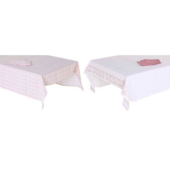 Mantel y servilletas 150 x 0,5 cm Rosa Blanco (2 Unidades)
