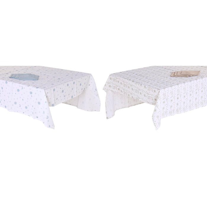 Mantel y servilletas 150 x 0,5 cm Azul Marrón Blanco (2 Unidades)