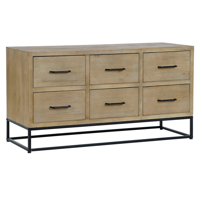 Aparador Negro Natural Metal Madera MDF 120 x 40 x 64 cm