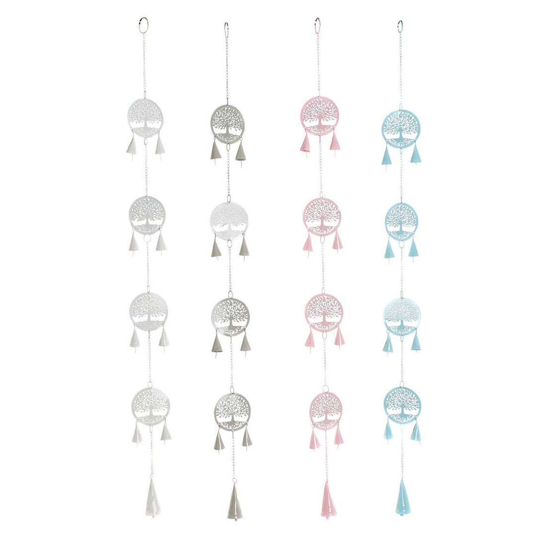 Decoración Colgante Árbol Blanco (4 Unidades) Metal Rosa
