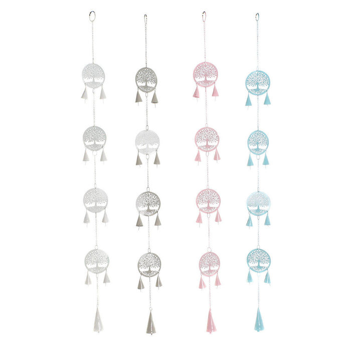 Decoración Colgante Árbol Blanco (4 Unidades) Metal Rosa