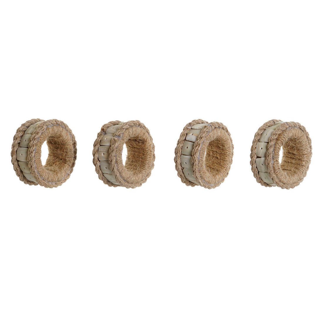 Anillo servilletero Natural Yute Resina Aluminio 6 x 3 x 6 cm 4 Piezas