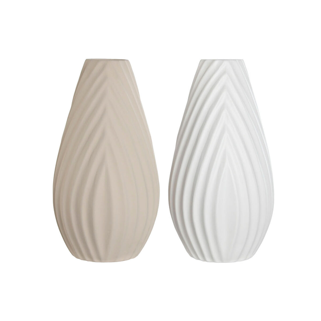 Jarrón Blanco Beige Gres Estilo artesanal 24 x 41 cm (2 Unidades)