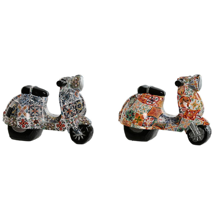Figura Decorativa Multicolor Mediterráneo scooter 14 x 8 x 11 cm (2 Unidades) Resina