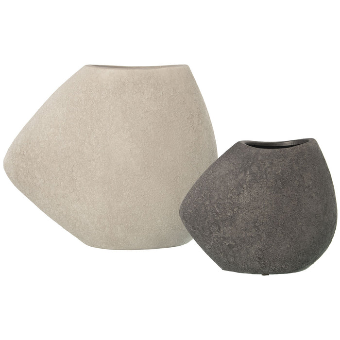 Set de 2 Jarrones Blanco Gris Cerámica 22 x 20 x 13 cm