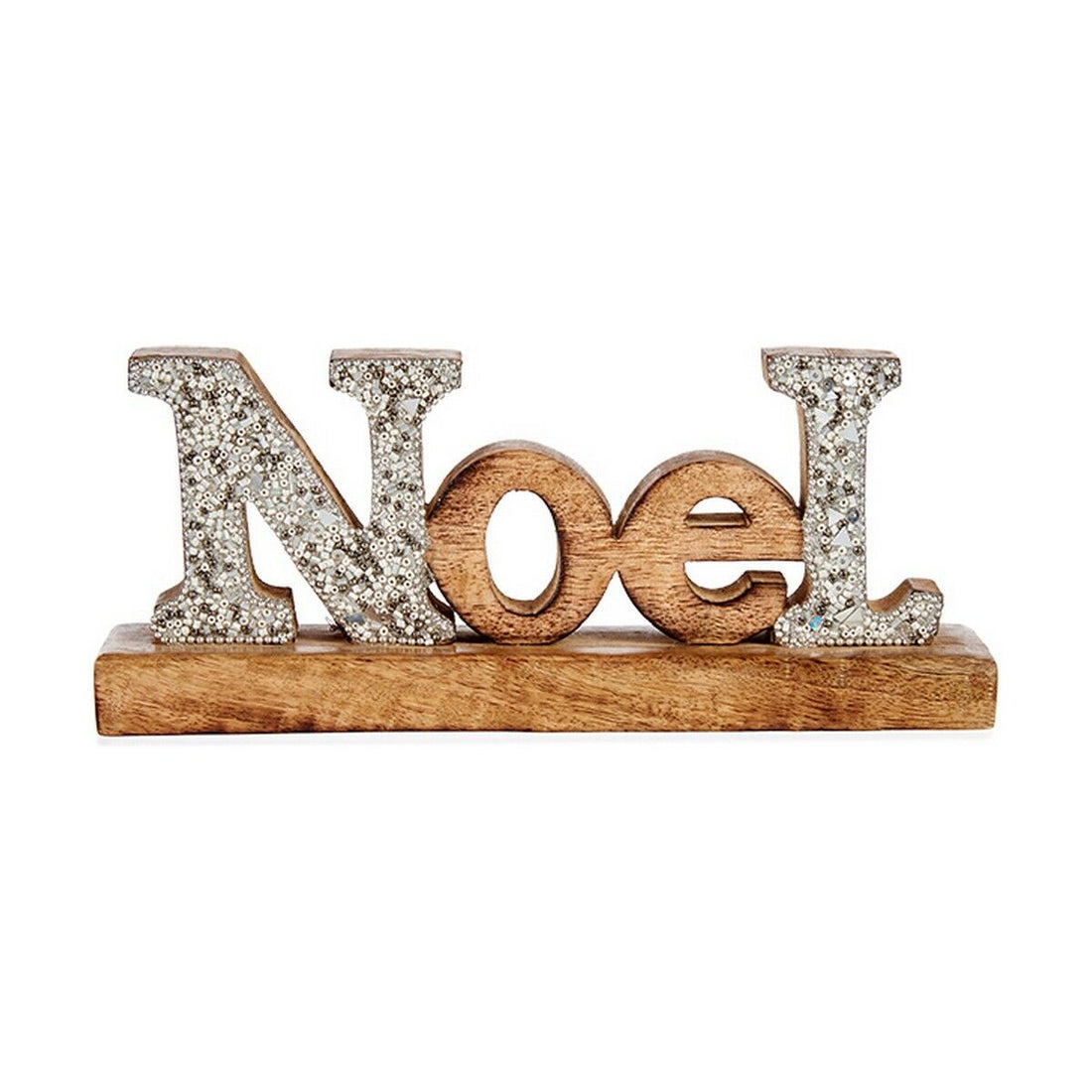 Figura Decorativa Noel Plateado Purpurina 6,5 x 10 x 25 cm Madera