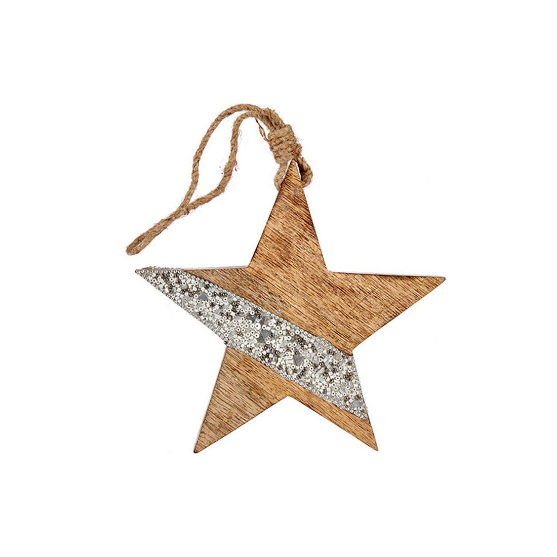 Adorno Navideño Plateado Madera Estrella 17 x 2,5 x 34 cm