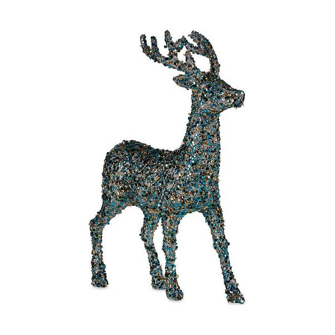 Reno de Navidad Azul Dorado Reno 15 x 45 x 30 cm Plástico