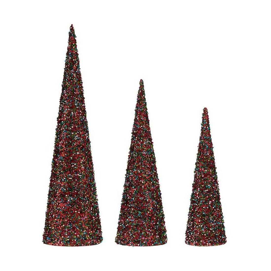 Adorno Navideño Azul Fucsia Lentejuelas Navidad 16,5 x 60 x 16,5 cm Conos 3 Piezas PVC