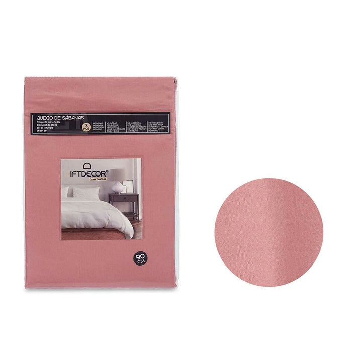 Juego de Sábanas Rojo Rosa Cama de 90 3 Piezas