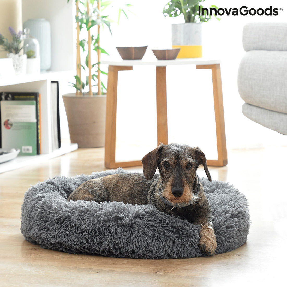 Cama Antiestrés para Mascotas Bepess Ø 60 cm Poliéster Invierno Gris