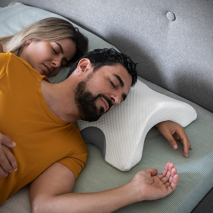 Almohada Viscoelástica Cervical para Parejas Cozzy Poliéster Blanco