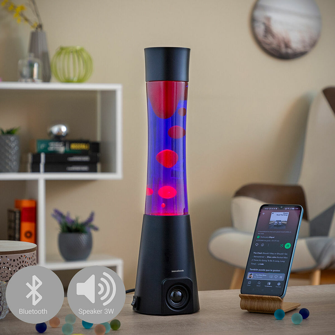 Lámpara de Lava con Altavoz Maglamp Vidrio Estilo Zen Fiesta Negro