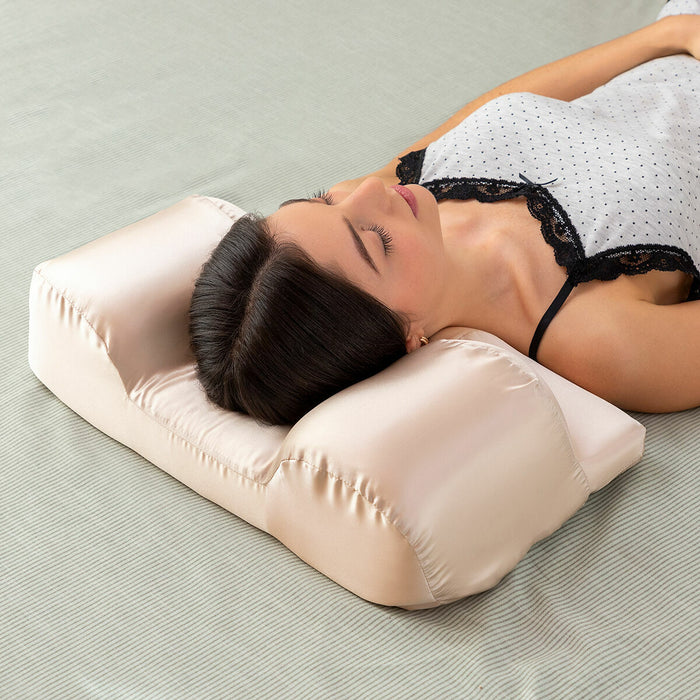 Almohada Cervical Antiarrugas con Funda de Satén Youthlow Belleza Beige