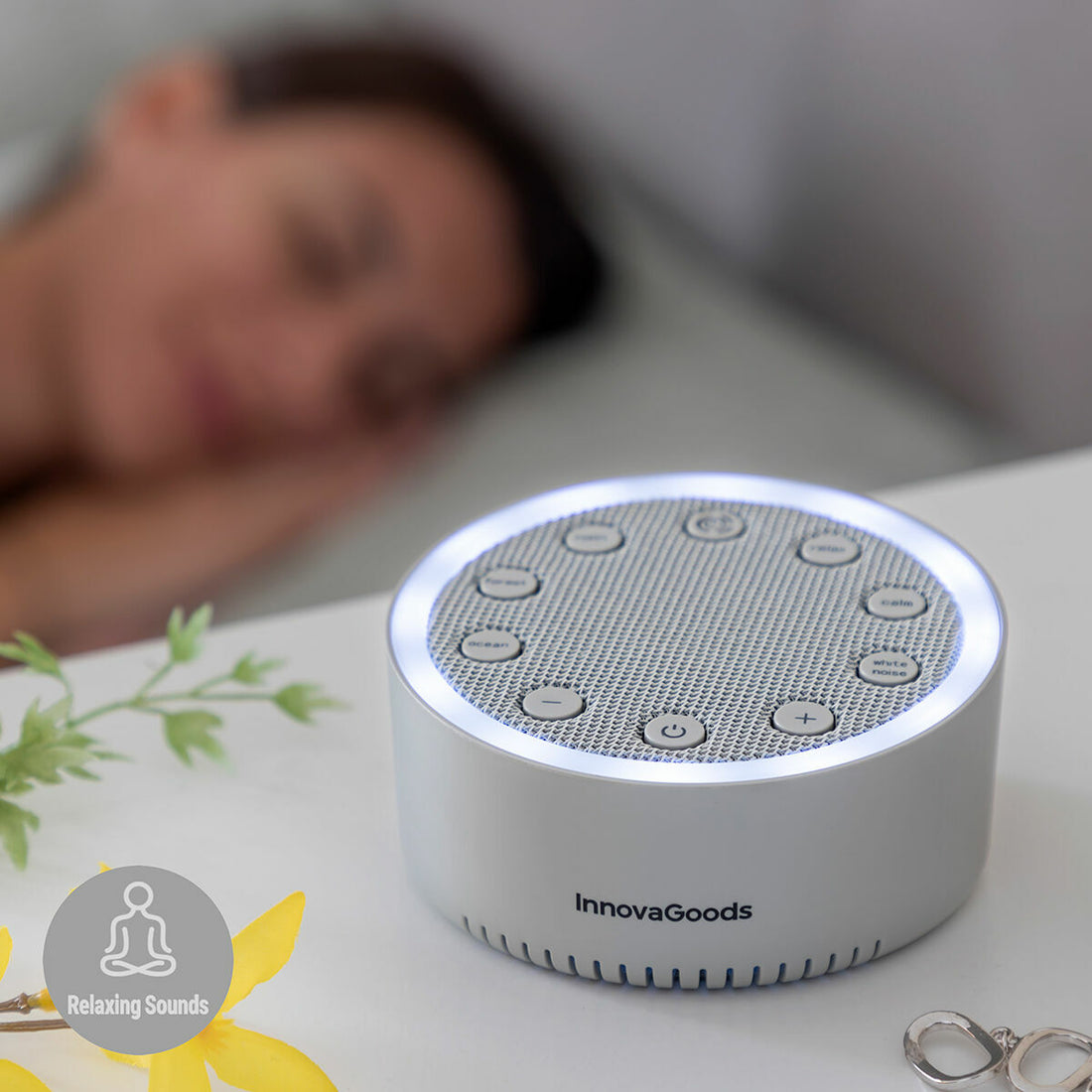 Máquina de Ruido Blanco para Dormir Slewel ABS USB Recargable Estilo Zen Regalo Original