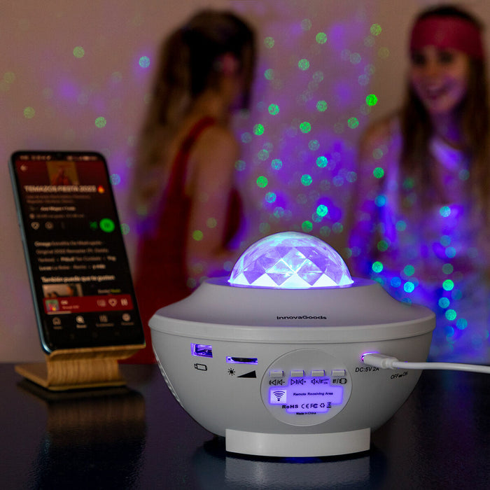 Proyector LED de Estrellas con Altavoz Sedlay ABS USB Fiesta Blanco