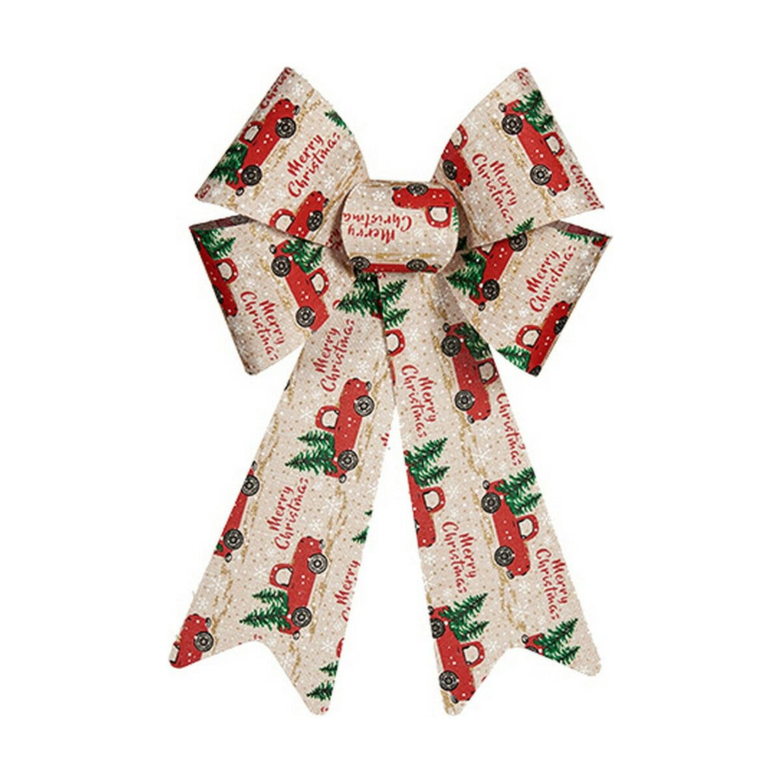 Lazo Rojo Beige Coches 15 x 25 cm Adorno Navideño PVC Verde