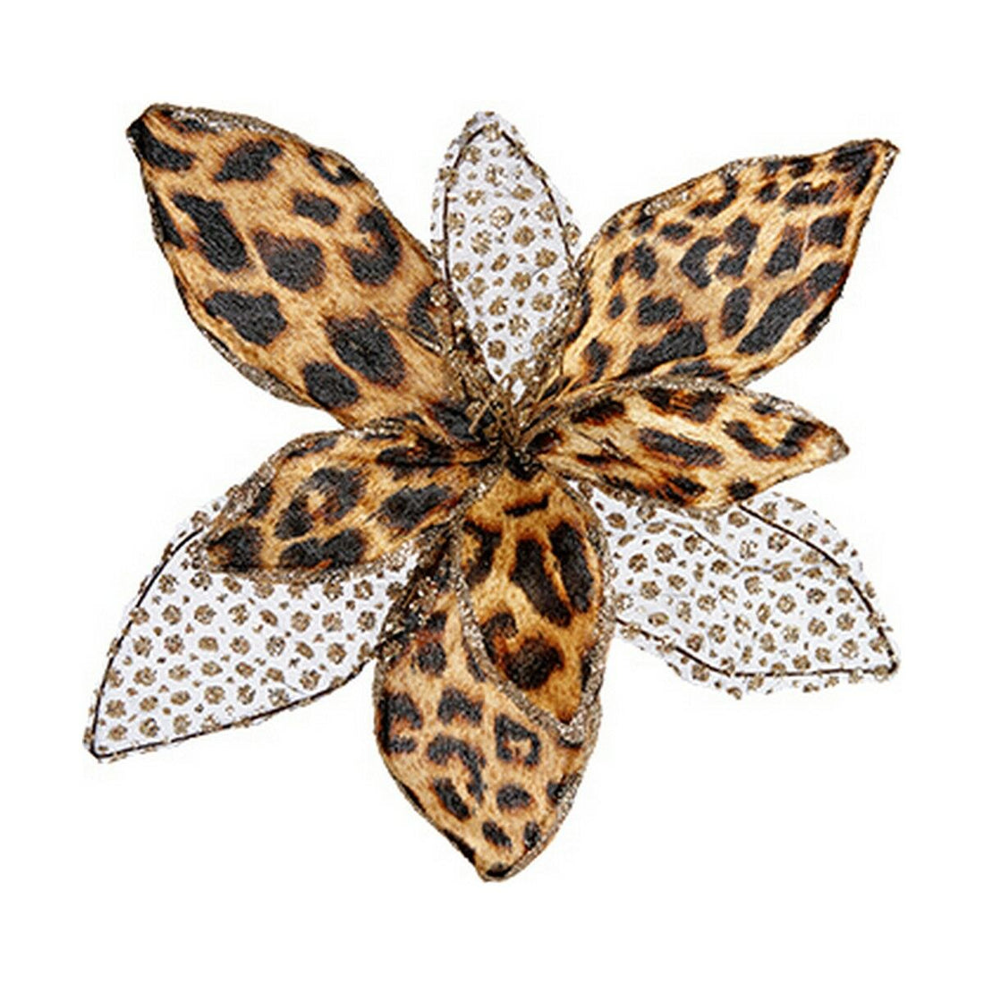 Flor Decorativa Navidad Leopardo Marrón