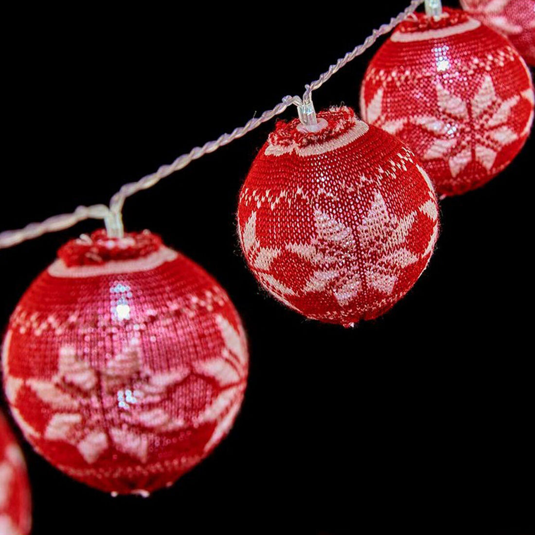 Guirnalda de Bolas LED Blanco Rojo 2 m Ø 6 cm Plástico