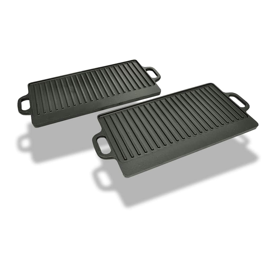 vidaXL Placa parrilla de hierro fundido reversible 38x23cm 2 unidades